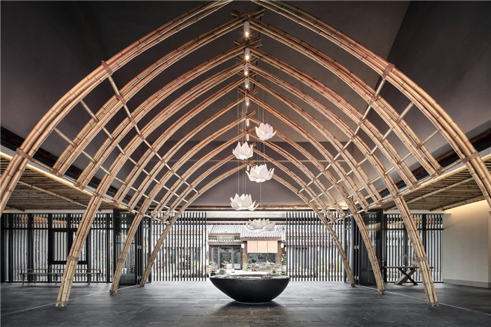 酒店接待大廳設計-以當地人文為主題的九華山禪居度假酒店設計方案