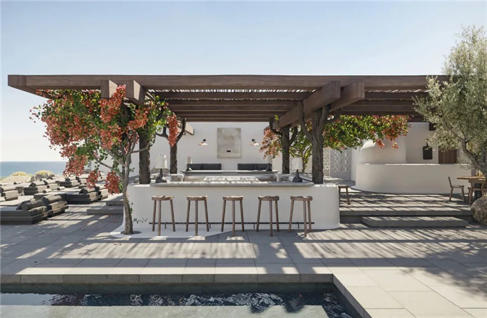 戶外酒吧設(shè)計(jì)-靜謐古樸的國外侘寂風(fēng)度假酒店設(shè)計(jì)方案